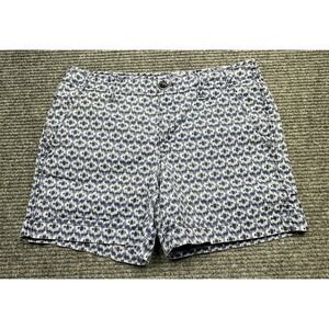 Eddie Bauer Shorts Womens 2 Blue Ikat Print Chino Cotton Stretch Pockets